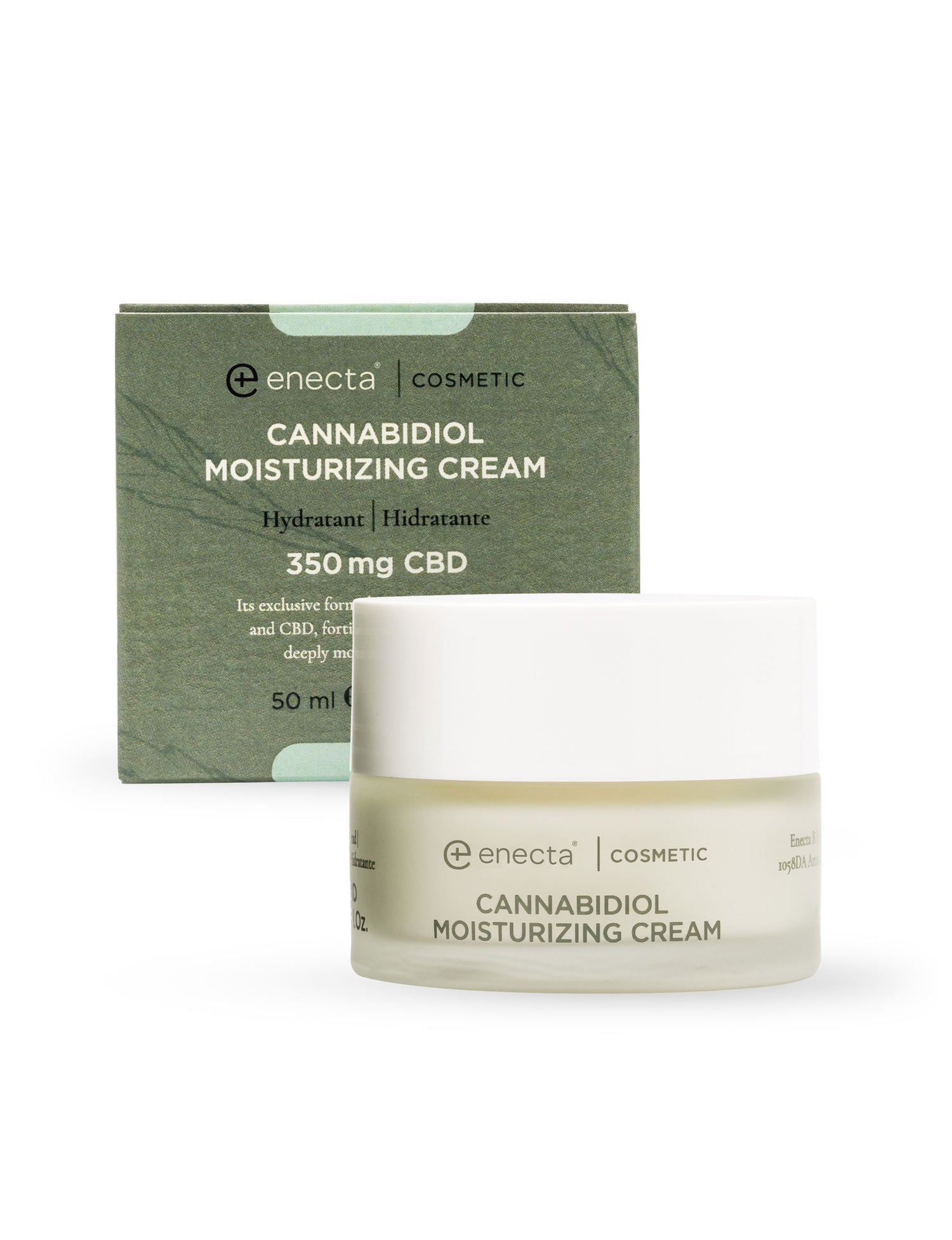 enecta Moisturizing Creme mit Verpackung im Hintergrund